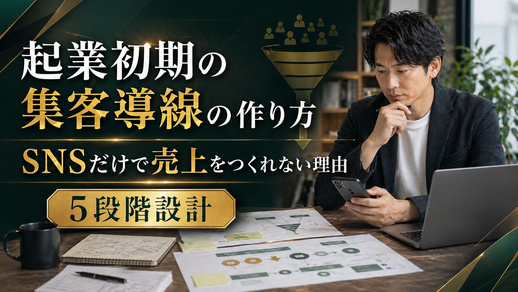 起業初期の集客導線の作り方を解説するタイトル入りバナー