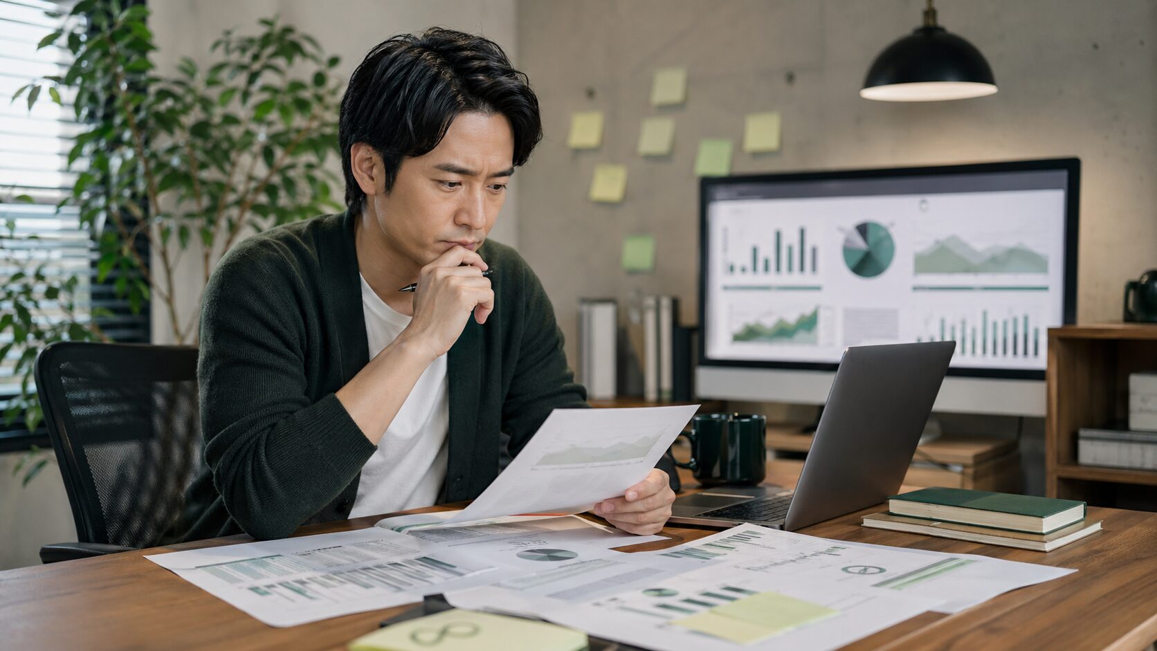 起業しても収入が増えず設計を見直すビジネスパーソン