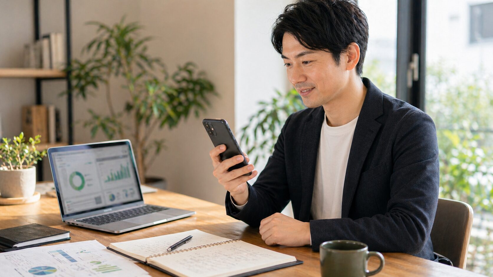 スマートフォン通知からLINE集客の強さを考えるビジネスパーソン