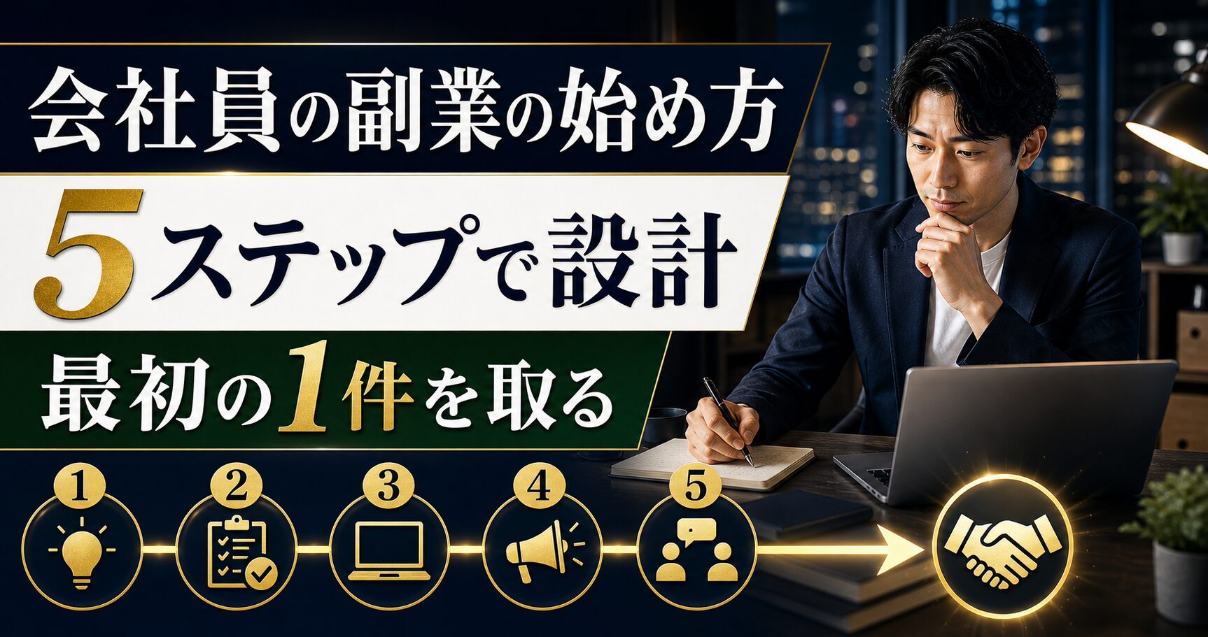 会社員の副業の始め方|何から手をつければいい?5ステップと最初の1件を取る設計【2026年版】