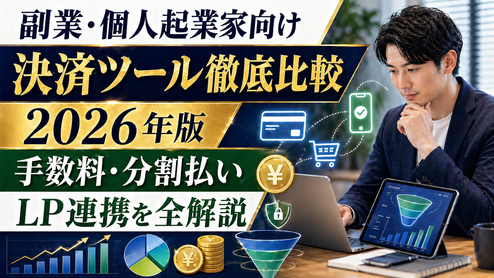 副業・個人起業家向け決済ツール徹底比較2026｜UTAGE・Stripe・PayPal手数料・分割払い・LP連携を全解説